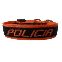 Obojok nylonový 3cm s výšivkou - čierny, oranžový