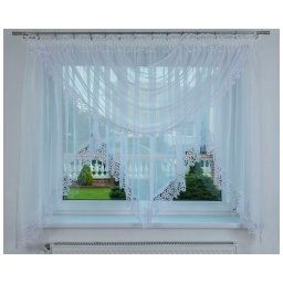 Voálová záclona bílá s krajkou s ozdobným obloukem Rozměr 400x180cm
