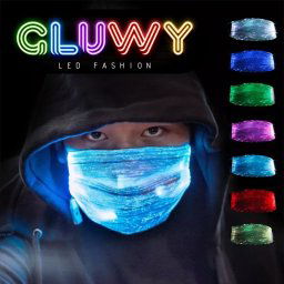 LED svietiaca maska (rúško na tvár) - možnosť prepínať 7 Farieb