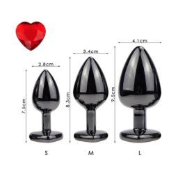 Lovetoy Black Anal Plug HEART (RED)
