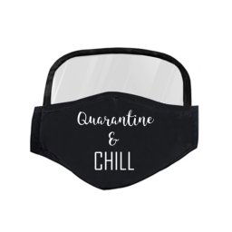 Ochranná maska na tvár so štítom čierna - Quarantine & Chill