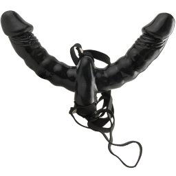 Vibrating Double Delight Strap-On Black