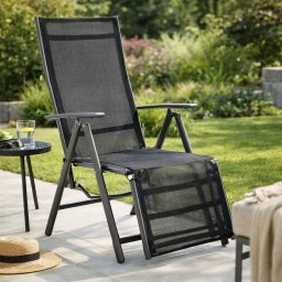 Záhradné hliníkové skladacie kreslo s podnožkou RELAX - antracit