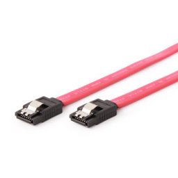 Gembird SATA III dátový kábel 30cm, kovové spony, červený CC-SATAM-DATA-0.3M