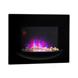 Klarstein Feuerschale, elektrický krb, 1800 W, nástenný, ilúzia plameňov, dekoračné kamene, čierny