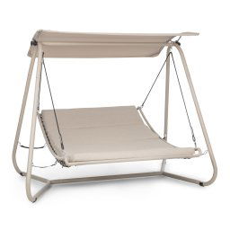 Blumfeldt Garden Grove, záhradné ležadlo, swing bed, oceľový rám, slnečná strecha, polyester, piesková
