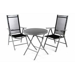 Záhradný balkónový set stoličky a stôl - čierne
