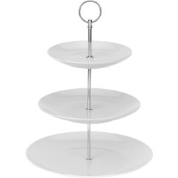 Podnos na koláče 3-poschodový porcelánový biely etažérka