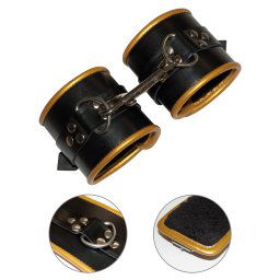 MisterB Golden Padded Leather Restraint Cuffs