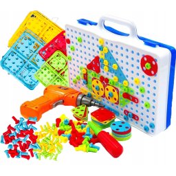 Mozaika detské puzzle plastové bloky + skrutkovač