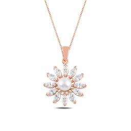 Olivie Strieborný perlový náhrdelník ROSE & CZ 4785