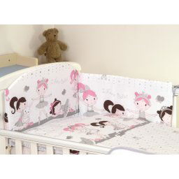 Mama Kiddies Baby Bear 5-dielna detsk posten bielize s mantinelom 180, bielo siv - vzor baletky