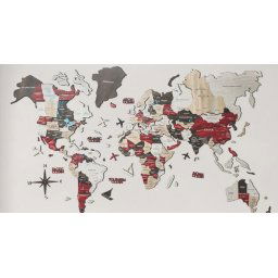 Exkluzívna 3D mapa sveta z dreva - URBAN 300 cm x 175 cm