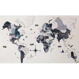 3D mapa sveta na stenu z dreva - NORD 100 x 60cm
