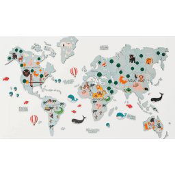 Nástenná mapa pre deti - 2D drevená MODRÁ 200x120cm