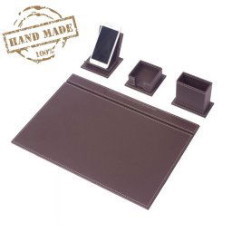 Podložka na stôl - Elegantný kancelársky SET 4 ks - Hnedá Koža (Hand Made)
