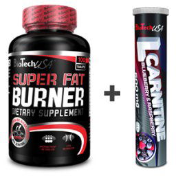 Akciový balíček BioTech USA - Super Fat Burner 120tbl + L-Carnitine 500mg (20 šumivých tbl)