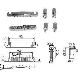Kobylka na E gitaru EBR7CR chróm Les Paul Dr.Parts