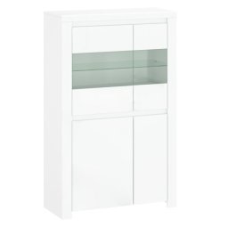 Kondela Vitrína, 98cm, biely lesk, LINDY 2D2W