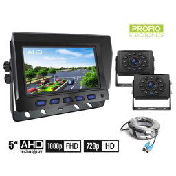 Parkovací kamerový set AHD/CVBS LCD HD - 2CH hybridný monitor do auta 5" + 2x HD kamera s 11 IR LED nočným videním
