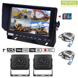Cuvacie kamery do auta SET s nahrávaním na SD kartu - 2x HD kamera + 1x Hybridný 7" AHD monitor
