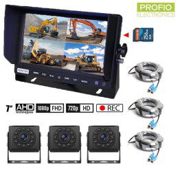 Set na cúvanie AHD s nahrávaním na SD kartu - 3x AHD kamera s 11 IR LED + 1x Hybridný 7" AHD monitor