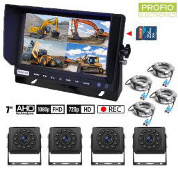 SET na parkovanie AHD s nahrávaním na SD kartu - 4x AHD kamera s 11 IR LED + 1x Hybridný 7" AHD monitor