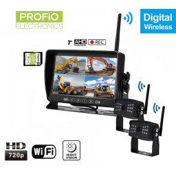 Cúvacie kamery s monitorom bezdrotove s nahravaním na SD - 2x AHD wifi kamera + 7" LCD DVR monitor
