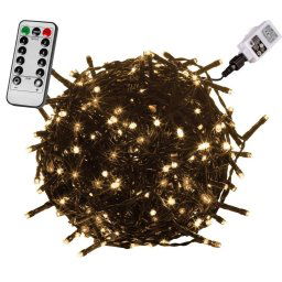 Vianočné LED osvetlenie 60 m - teplá biela 600 LED + ovládač - zelený kábel