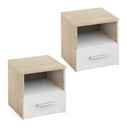 Kondela Nočný stolík, 2 kusy, dub sonoma/biela, GABRIELA