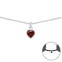 Olivie Strieborný choker náhrdelník ČERVENÉ SRDCE 2495