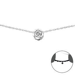 Olivie Choker retiazka STRIEBORNÁ RUŽE 2723