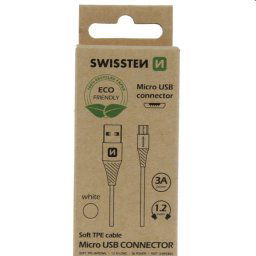 Swissten Data Cable Textile USB Micro USB 1,2 m, biely, eco balenie 71504300ECO