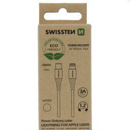 Swissten Data Cable Textile USB-C Lightning 1,2 m, biely 71505301ECO