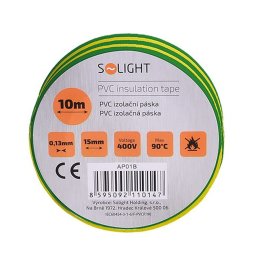 Solight Izolačná páska 15mm x 0,13 mm x 10m, žltozelená AP01