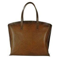 Kožená kabelka veľká na plece SHOPPER BAG, ručne tieňovaná, hnedá