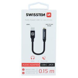 Audio adaptér Swissten USB-CJack (samica) 0,15 m, čierny 73501301