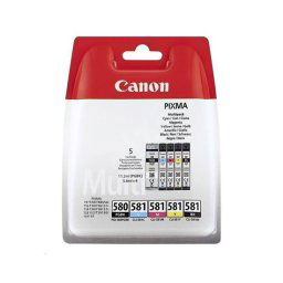 Cartridge Canon PGI-580 PGBk, CLI-581 C/M/Y/Bk, 2078C007 - originálny (2x Čierna + 3x Farby)