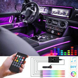 LED farebné pásy pre osvetlenie interiéru auta - 4x18 RGB LED svetiel + DO + zvukový senzor