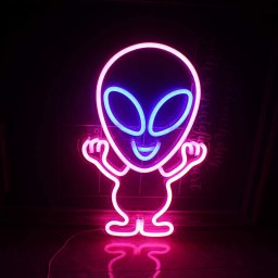 LED svietiace neon logo (baner) na stenu - ALIEN