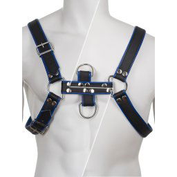 MisterB Genuine Leather BDSM Top Harness Black-Blue
