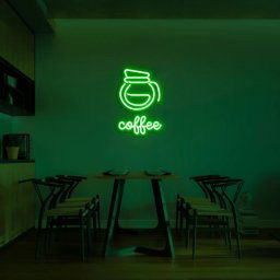 LED svietiaci nápis na stenu COFFEE - neónové logo 75 cm