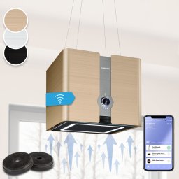 Klarstein Futurelight Smart, digestor, 42 cm, ostrovčekový, 413 m³/h, LED, nehrdzavejúca oceľ, čierny