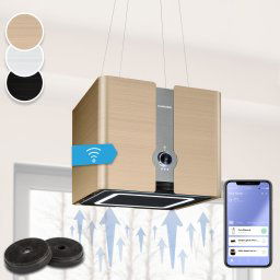 Klarstein Futurelight Smart, digestor, 42 cm, ostrovčekový, 420 m³/h, LED, nehrdzavejúca oceľ, čierny