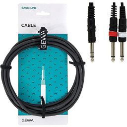 Nástrojový kábel Y jack 6,3/ 2xjack6,3 mm 6m Gewa Basic