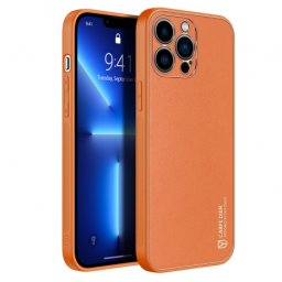DUX DUCIS Yolo kožený kryt na iPhone 13 Pro Max, oranžový