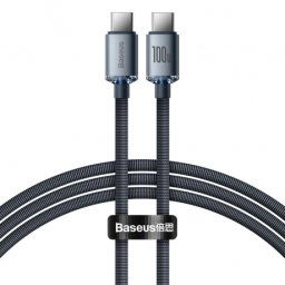 Baseus Crystal Shine kábel USB-C / USB-C 5A 100W 1.2m, čierny (CAJY000601)