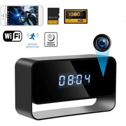 Dizajnový Wi-fi Budík s kamerou FULL HD + 140° uhol pohlľadu + IR LED + detekcia pohybu