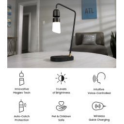 Levitujúca lampa LED - ovládanie hlasom + dotyk s bezdrótovým NABÍJANÍM + USB port 3.0