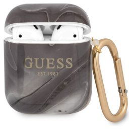 Guess TPU Shiny Marble Puzdro pre Airpods 1/2 Black GUA2UNMK